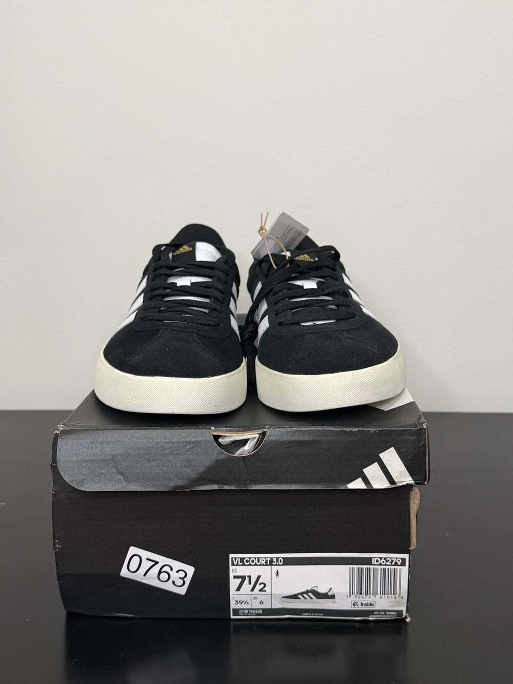 adidas VL Court 3.0 Black White Sneakers - Picture 2 of 8